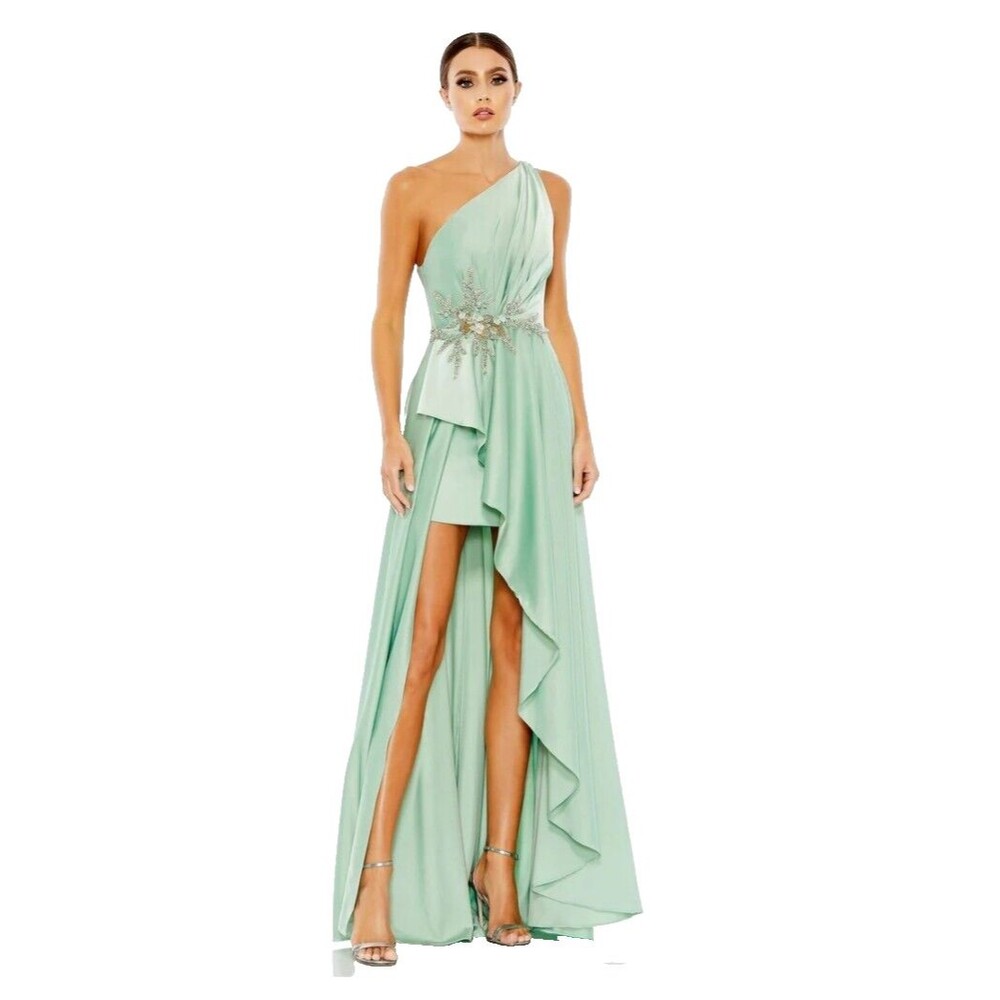 New MAC DUGGAL 11262 Sage Embellished One Shoulder Asymmetrical Gown Wm (16)$598 - Picture 2 of 16